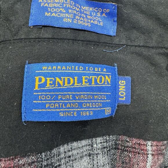 Pendleton Red Plaid Wool Flannel Pearl Snap Western Long Sleeve Size Medium Long - Picture 5 of 9